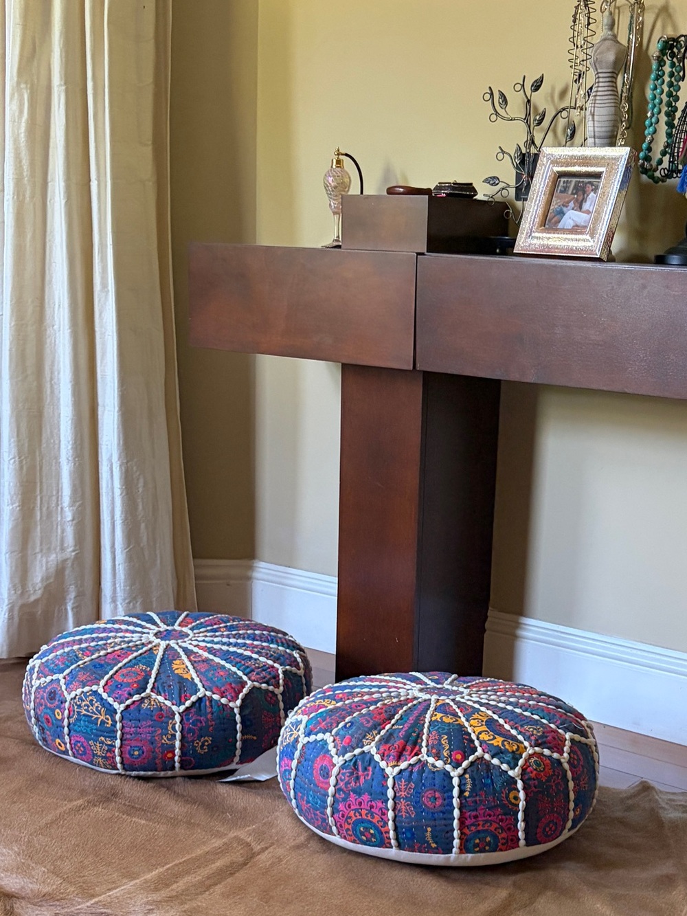 India handmade Colorful Embroidered Floor Pouf